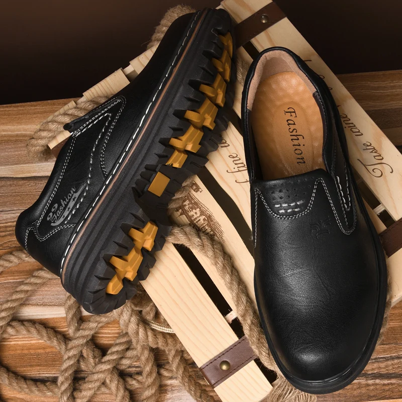 Casual Leather Dress Shoes Oxfords Platform Fashion Work Boots Flat Rubber Sandals Loafers Luxury Office Formal PU Parties