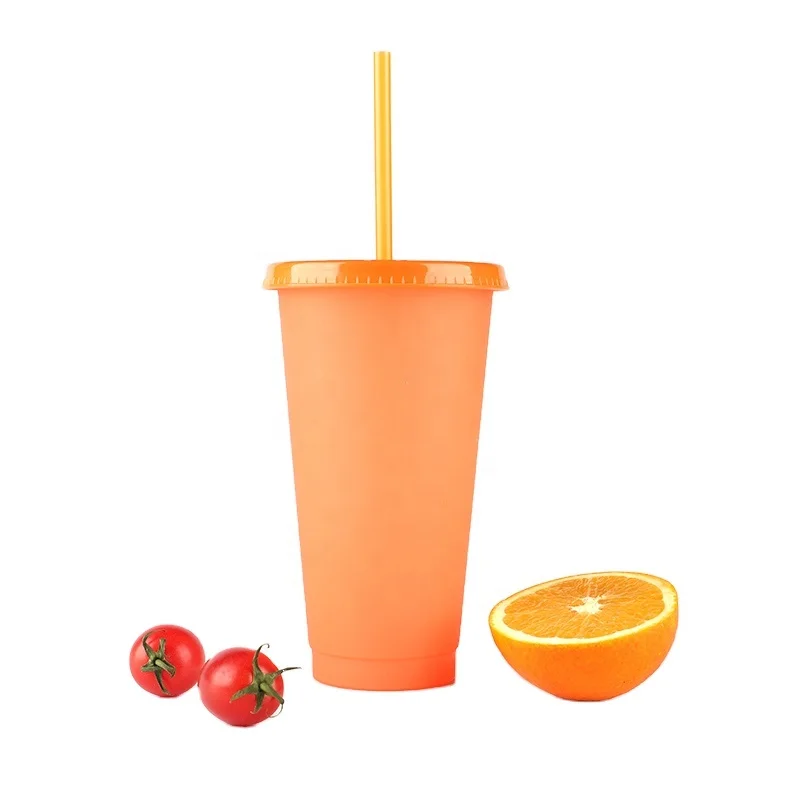 Plastic Color Changing Tumbler with Lid and Straw
