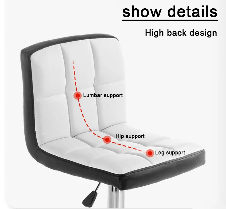 Adjustable Leather Bar Stool with Footrest Hot Sale Short Back Swivel Metal luxury Mexico Kitchen Style Packing Furniture Color