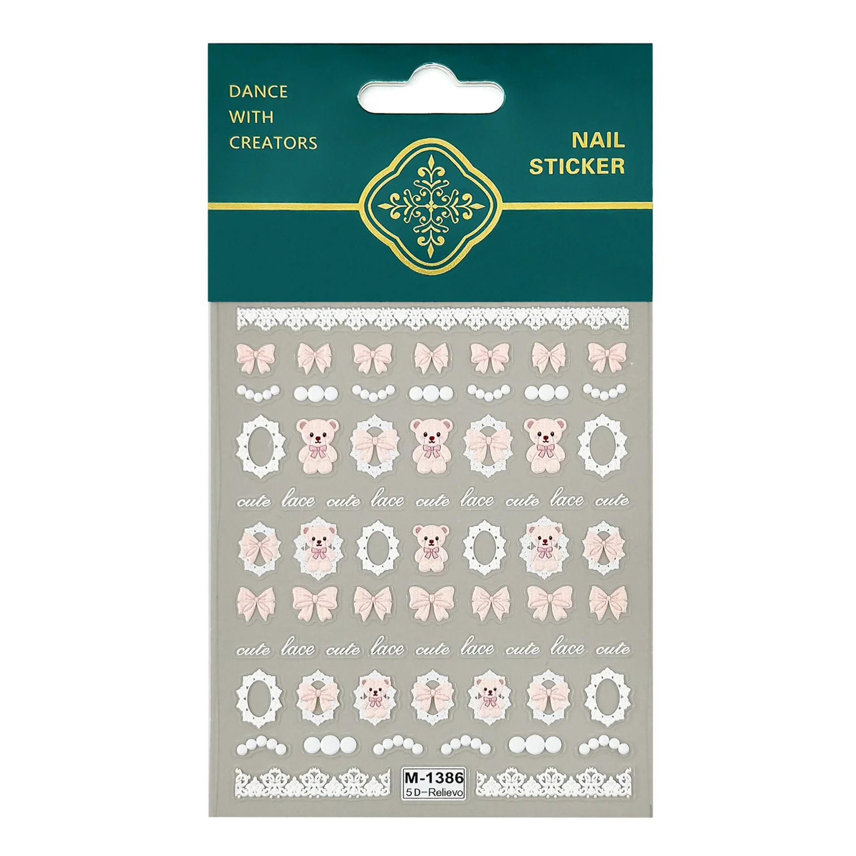 Pink Fashion 5d embossed reliefs nail art stickers semicured gel nail sticker video nail warps&strips