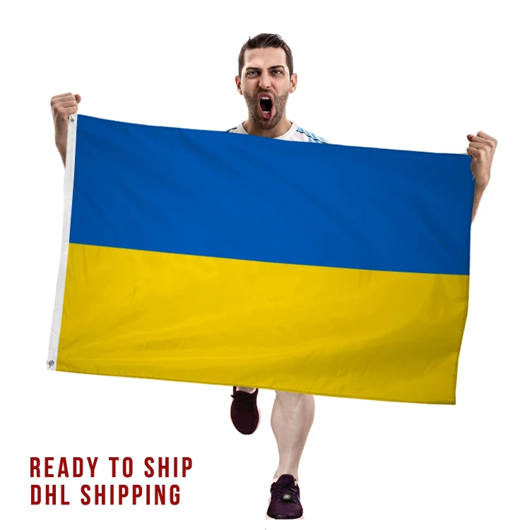 Ready to ship in 48 hours Outdoor  Flying 3x5ft 100% Polyester ukrainian National Ukraine Flag