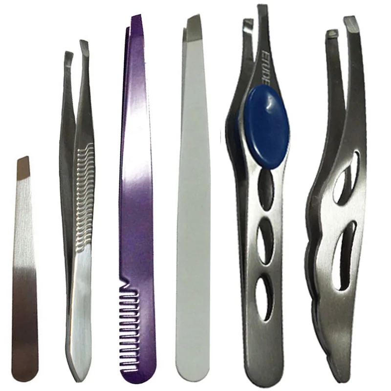 Tow-in-one Dual Purpose Stainless Steel Eyebrow Tweezers With Combing Tail