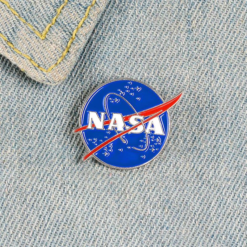 NASA Letters Astronaut Space Brooch Alloy Creative Badge Blue Soft Enamel Lapel Pin