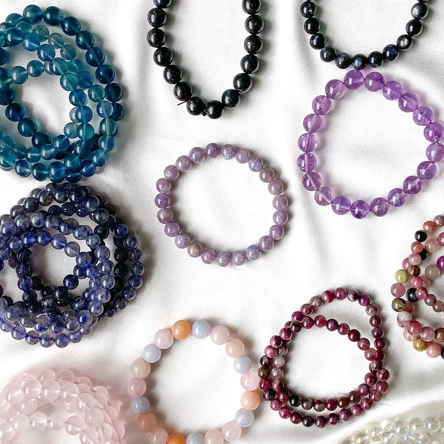 Bulk 12mm Bulk Healing Crystal Energy Small Bead Bracelet Natural Semi-precious Stretch Beaded Bracelets With Charms