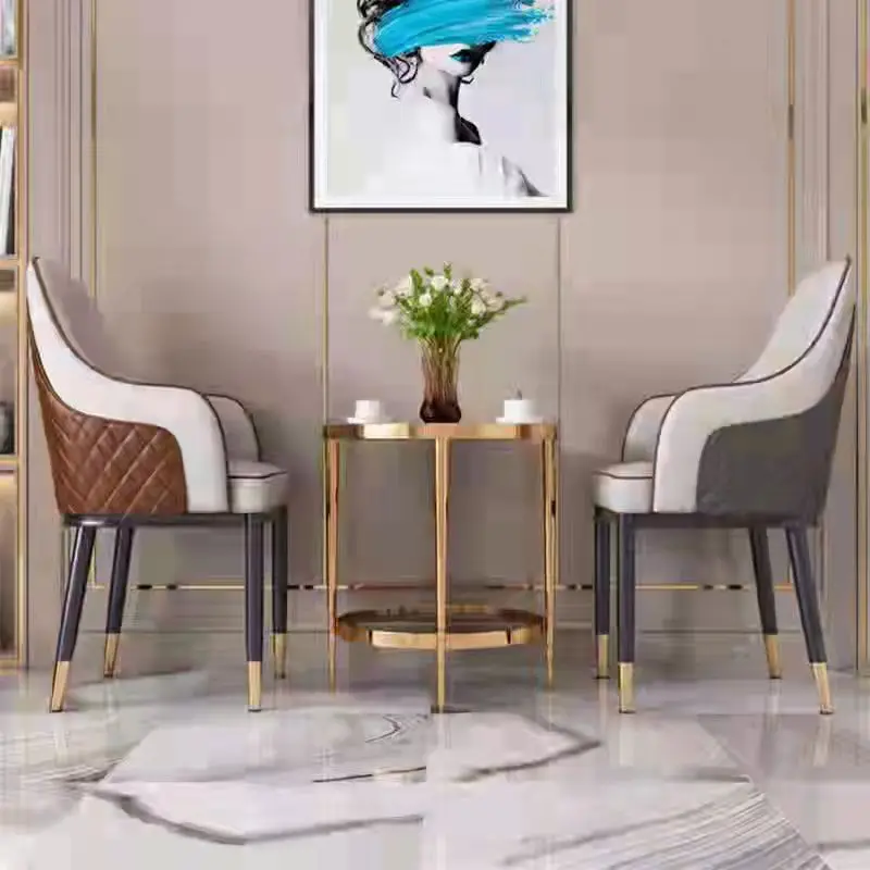 Dining chairs are luxurious, post-modern Nordic solid wood chairs, American family dining tables, stools and soft leather bags