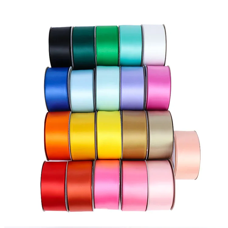 Factory wholesale solid color 25mm 100% polyester satin ribbon 100yards/roll (1600110999630)
