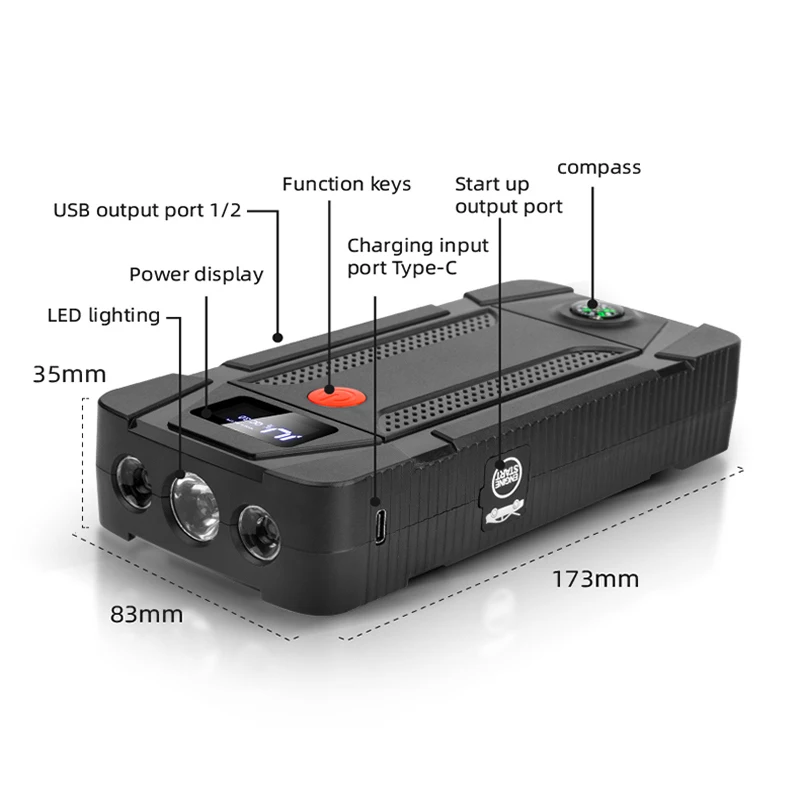 Factory 12V multi purpose Purpose Bettery Charge and jumpstarter Jump Starter  21000Mah Power Jump Starter