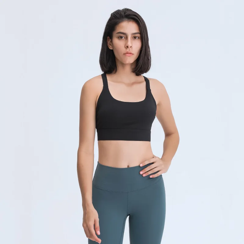 2022 High Quality Fitness Yoga Running Cropped Top Women Sports Wear Gym Solid Tank Tops Athletic Push Up Bras Women Sports Bra