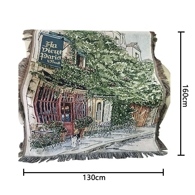 Small blanket, foreign trade shuttle tapestry, jacquard sofa blanket, idyllic windmill blanket picnic mat ZQ-017