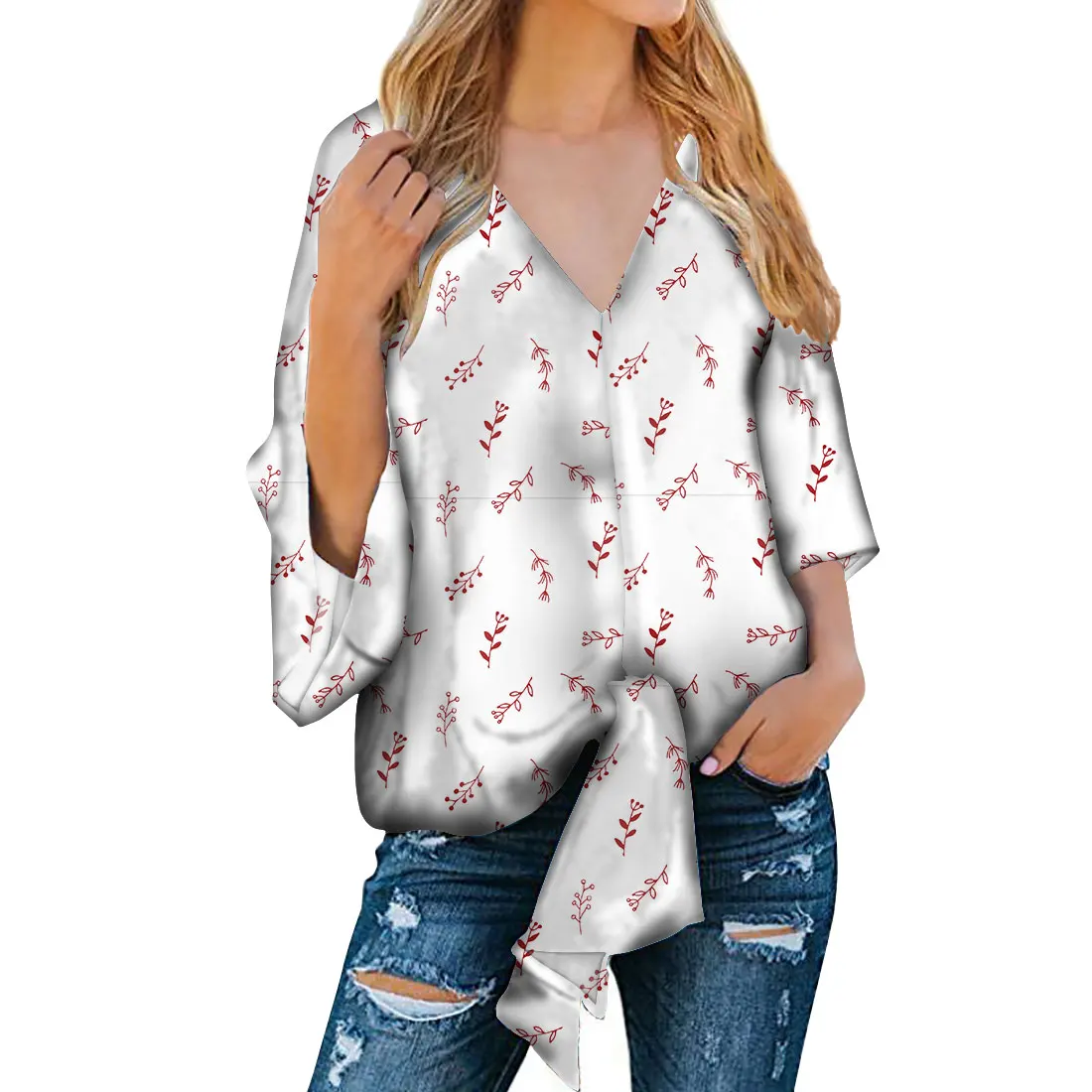 
Factory Christmas Style Print Custom Made Hawaiian Shirt for Girls Beach Casual Casual Fashion Wholesale Clothing 