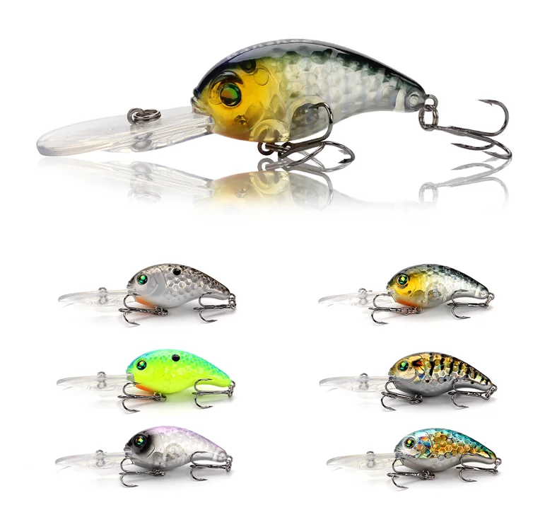 Воблеры Fat Perch VC04 блестящие тройные Крючки с объемными глазами кренкбейт для глубоких дайвингов плавающие рыболовные приманки оптовая