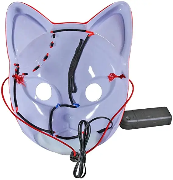 2024 Best Selling Plastic Glowing Face Neon Mask Multi Colors Halloween El Wire Light Up Led Rave Mask For Party