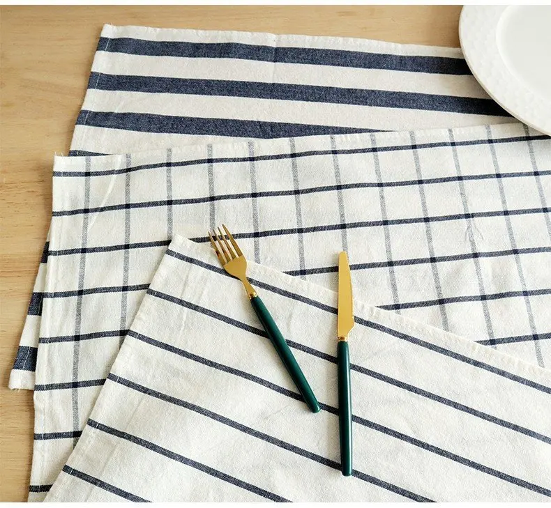 100% Cotton Ins Style Gingham Table Cloth Napkin Table Set