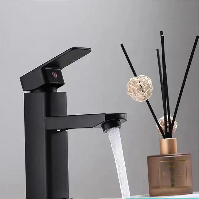 European style basin faucet backing finish black stainless steel hot and cold