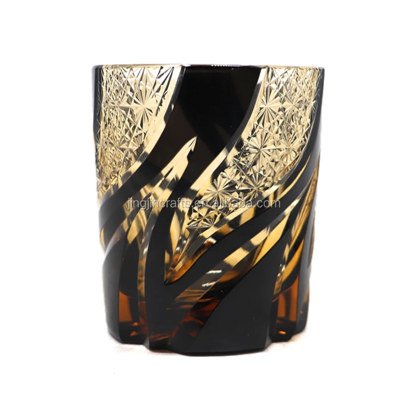 250 ml Blue Edo kiriko cut to clear whiskey glass drinking cup Bohemia glasses 250ml whisky cup tumbler