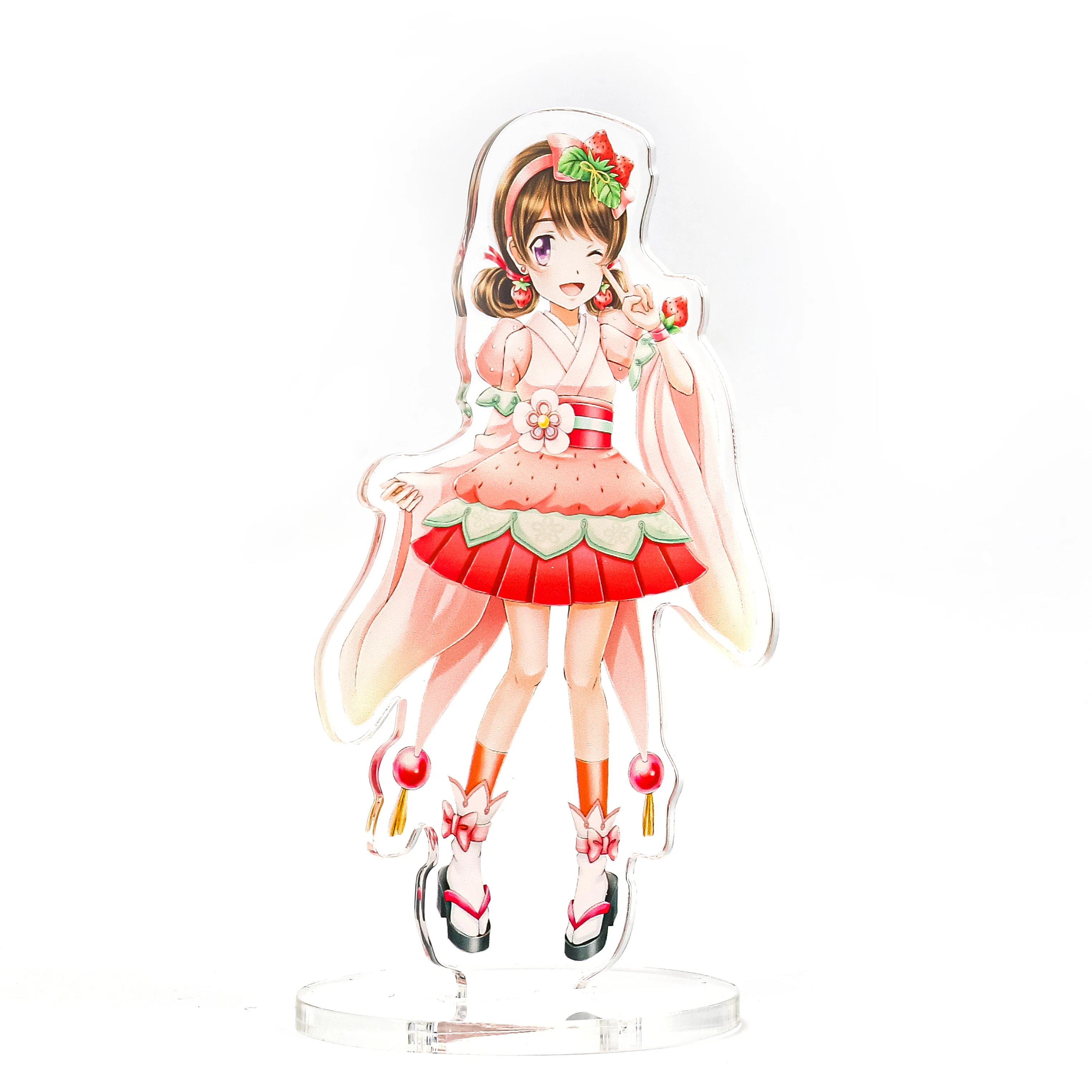
Vograce Cheap Oem Custom Cartoon Anime Cute Acrylic Standee Wholesale Double Side Printing Plastic Charms Clear Stand With Set 