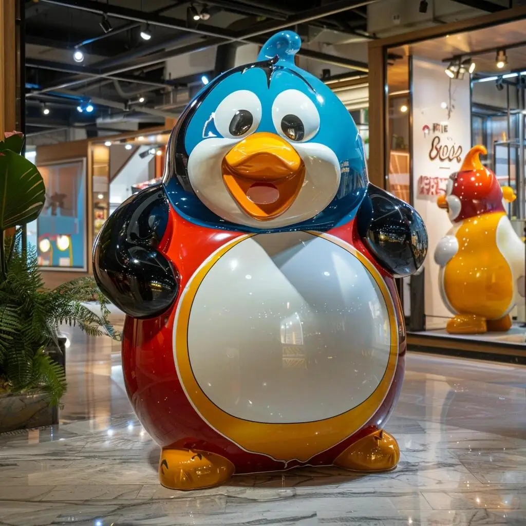 Custom Large Indoor Mall Flower Duck Decoration Fiberglass Sculpture Animal Fiberglass Statue