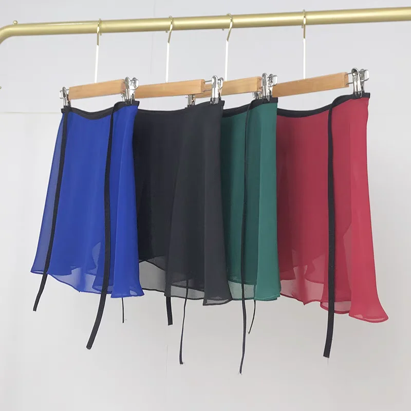 2024 Wholesales good quality new coming solid colors dance wear chiffon ballet wrap skirts
