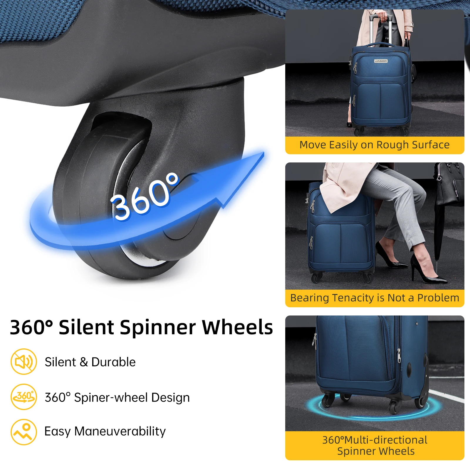 Wholesale Spinner Travel  Fabric Travel Trolley Case Bag  Lightweight Carry On Suitcase Luggage TSA Lock Trolley Ride On Luggage