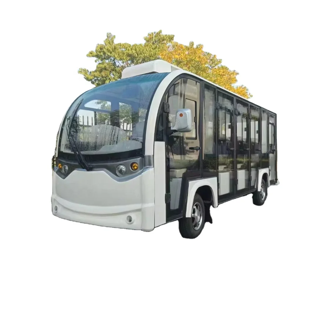 high level electric sightseeing bus closed style with air conditioner and TV and reverse camera