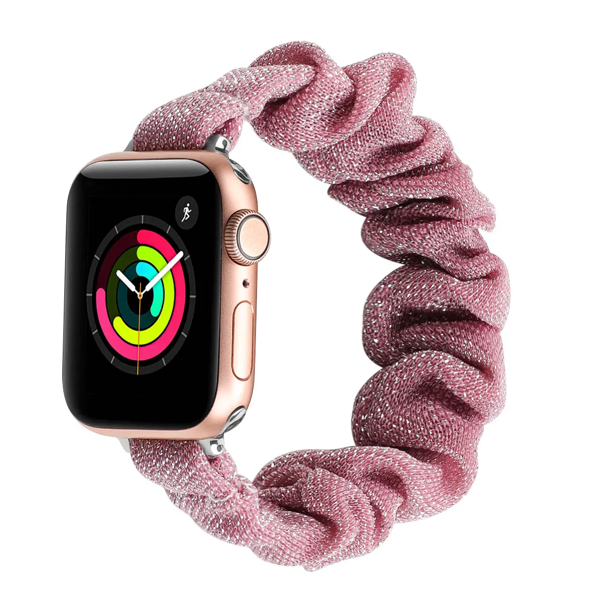 Cute Women Hairband Fabric Scrunchie Wristbands Smartwatch Strap for iwatch Series 7/6/5/4/3/2/1/SE