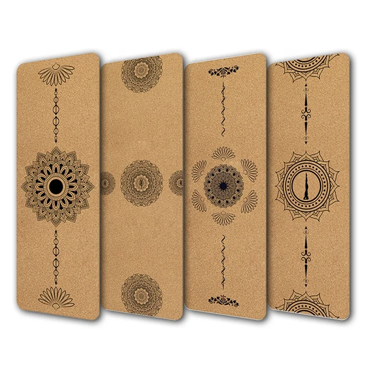 Organic Gym TPE Mat Eco Friendly Laser Logo Custom Color Print Natural Rubber Cork Yoga Mat