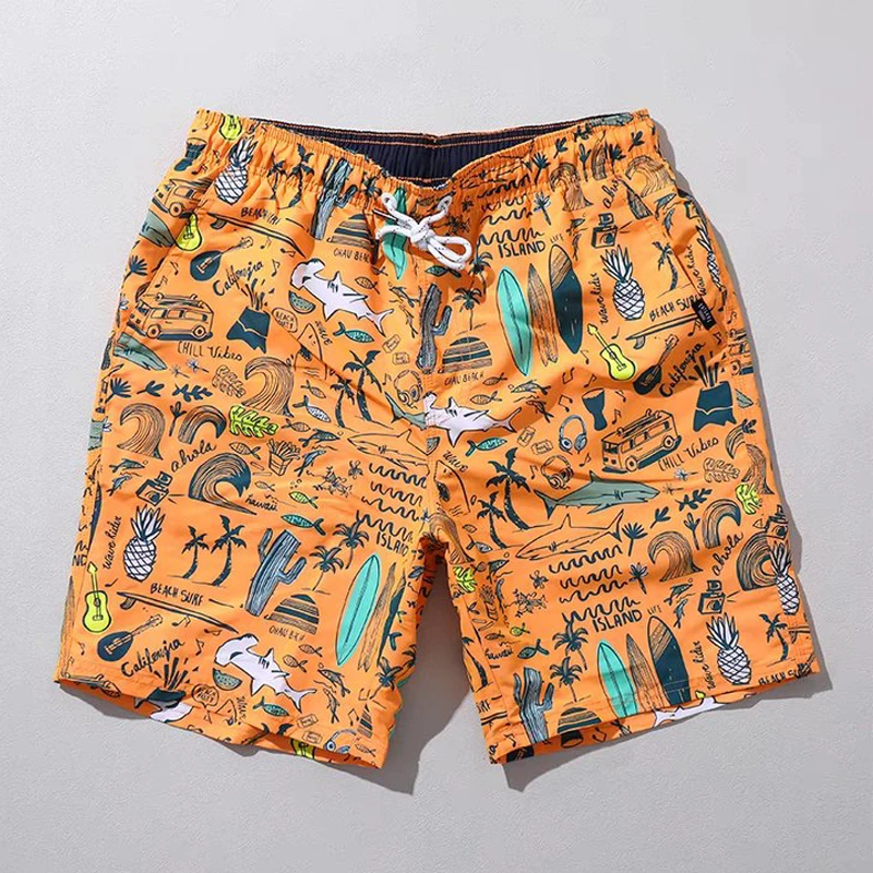 Wholesale Slim Fit Nylon Sublimation Beach Short Waterproof Phone Pocket Polyester Summer Hawaii Shorts Sexy Mens Beach Shorts