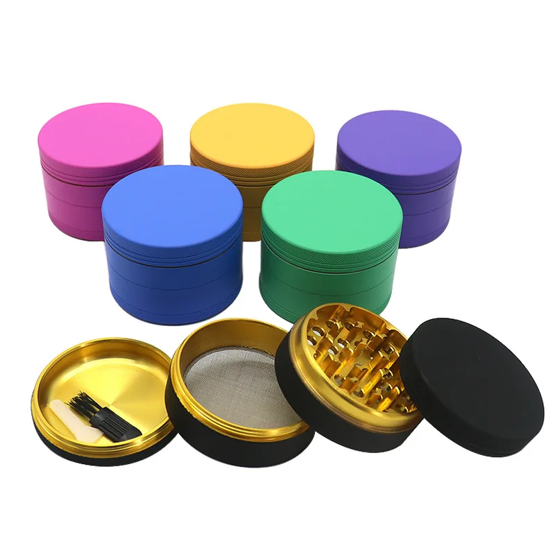 Colorful Newest  Smoking Accessories Metal Smoke Matte Silicone Coating Grinder Herb Crusher 63mm Rubber