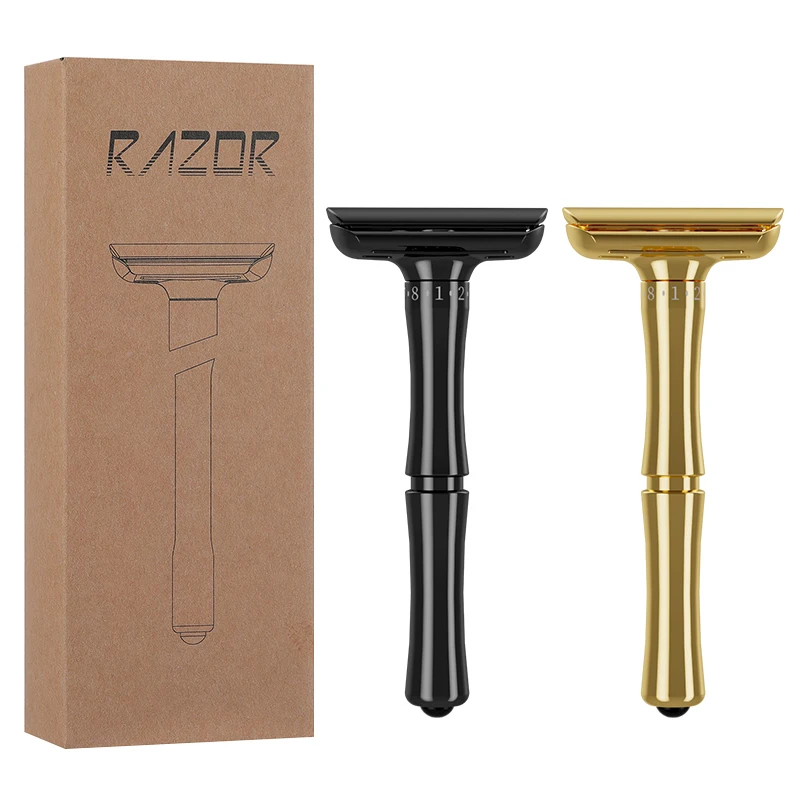 BEIKELIN Custom Logo Barber Straight Safety Razor eco-friendly Metal Razor Reusable Black Body Safety Razors