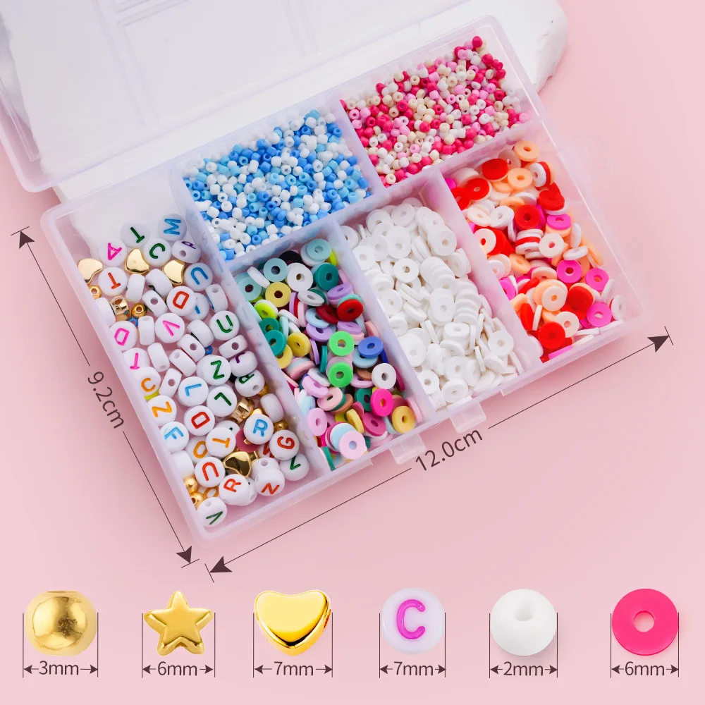 Hot Selling 6 Grids Girls Colorful Charm Beads Clay Making Kit for Diy Jewelry