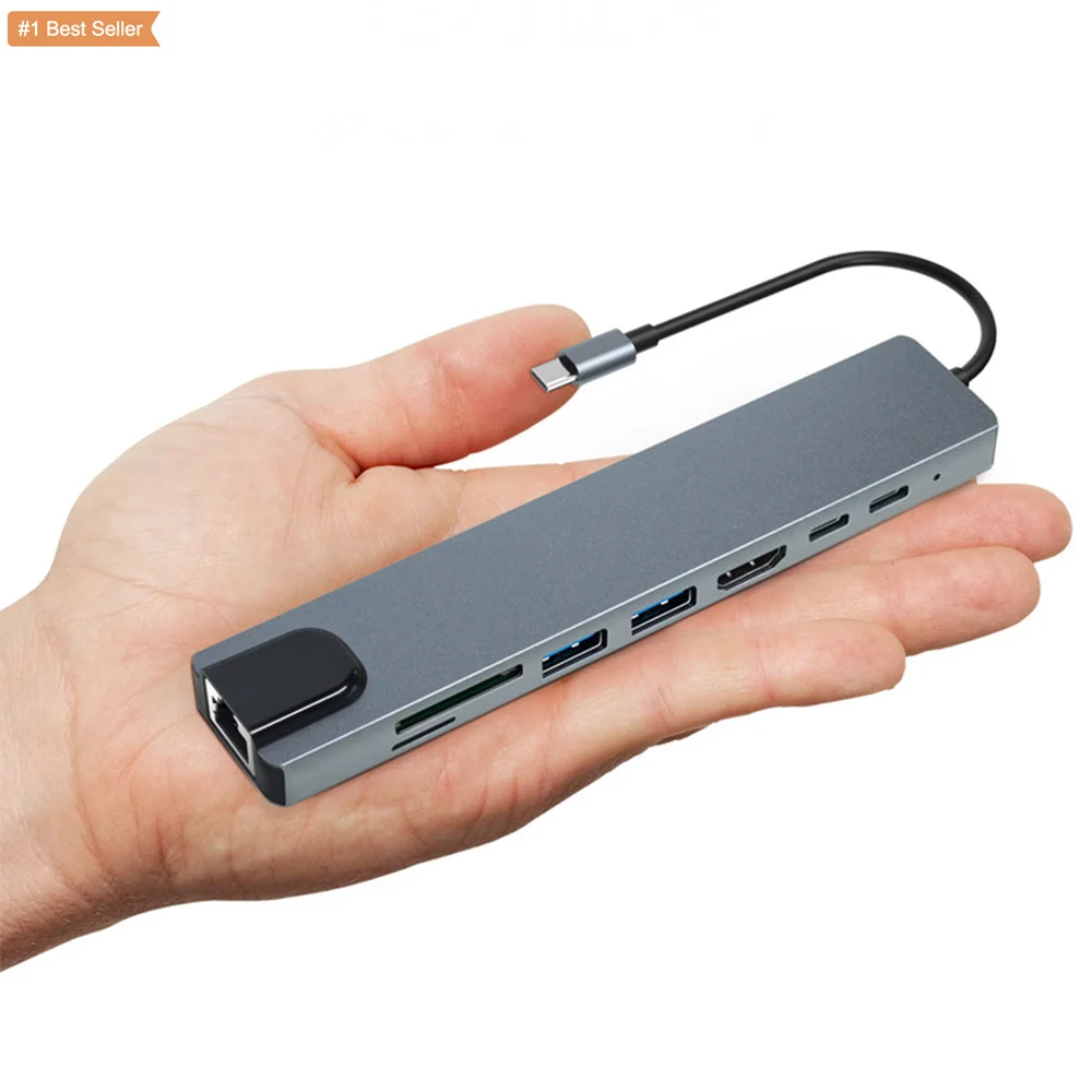8 Вт 1 Тип USB C Hub чтобы RJ45 czytnik kart PD зарядное устройство многофункциональный адаптер 3 0 4K HDMI SD/TD