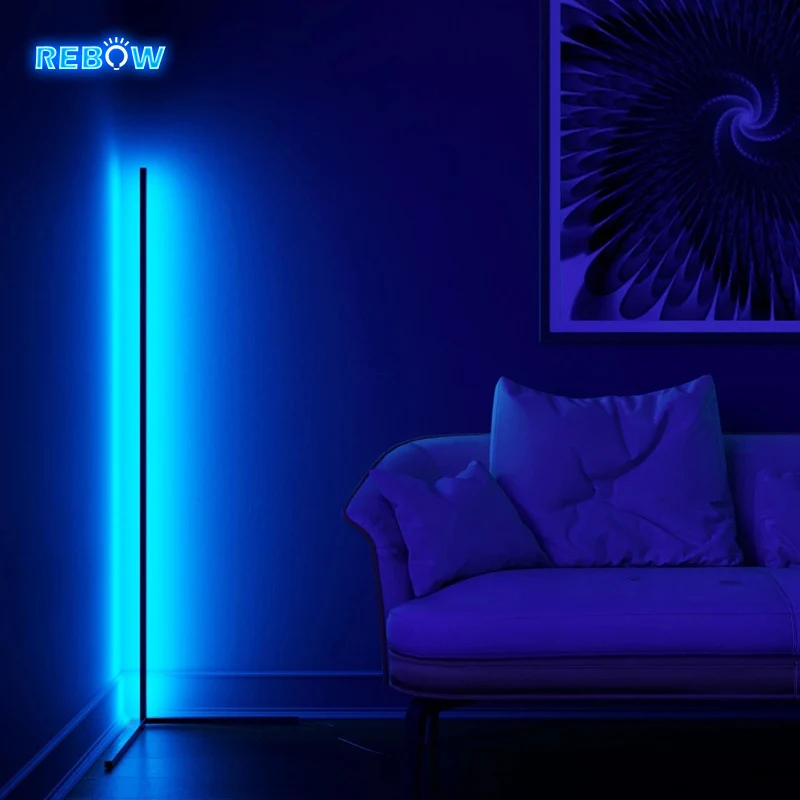 LED indoor modern RGB wall corner floor lamp APP with remote music control night light for home bedroom decoration