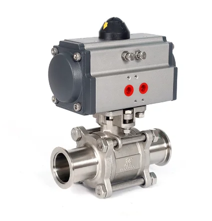 Pneumatic 3-way T/L type Ball Valve Sanitary Grade Stainless Steel 304/316L