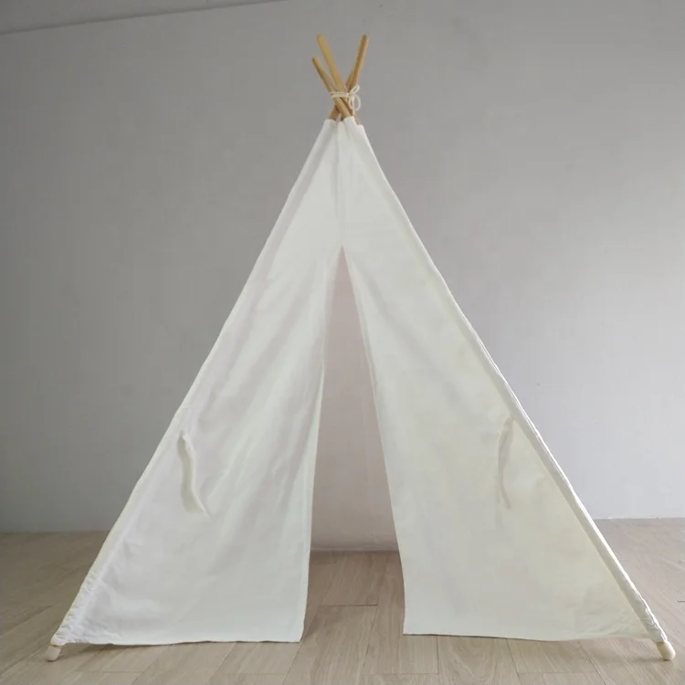 DIY White Kids Canvas Indian Teepee Tent Toddler Playhouse With carry bag