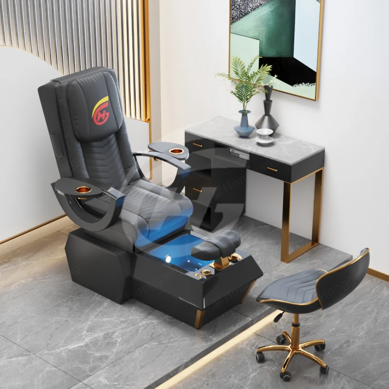 Горячая Распродажа, высококачественный роскошный электрический массажный стул для ног, позолоченный акриловый стул для педикюра, 4 группы массажа для салона красоты