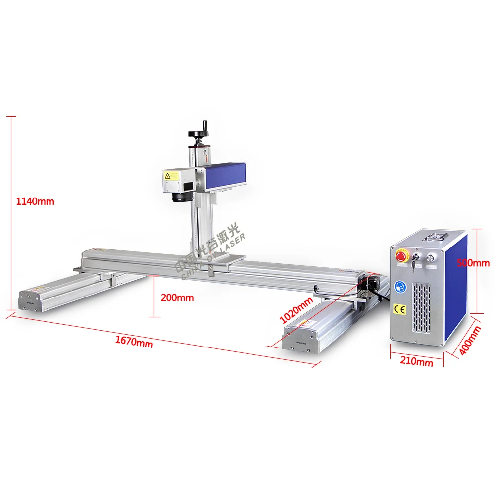 600*1000mm Gantry Type Large Working Area Raycus JPT 30W 50W Fiber Laser Marking Machine For Coated Mirror Metal Plate