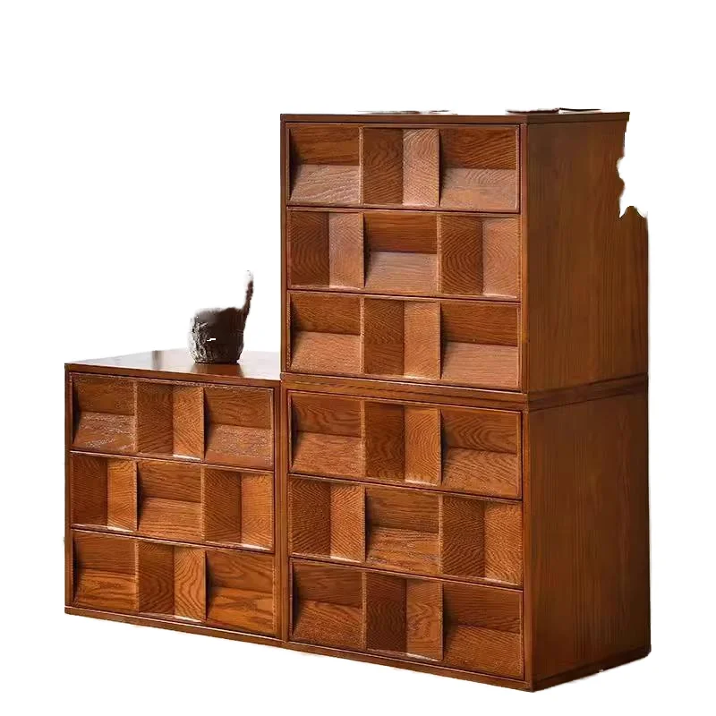 Modern Antique White Solid Living Room Wall Cabinet Free Combination Ash Wooden Bucket TV Stand Bedroom Nightstand Home