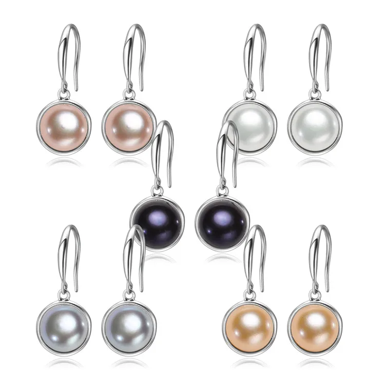Multi Color Factory Wholesale High Luster 925 Sterling Silver Real Freshwater Natural Pearl Earrings