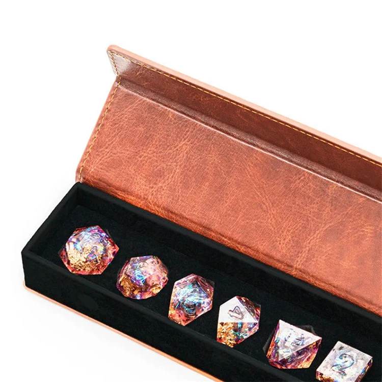 Custom Rectangle Small Gift Dice Storage Bag Leather Dnd Dice Box