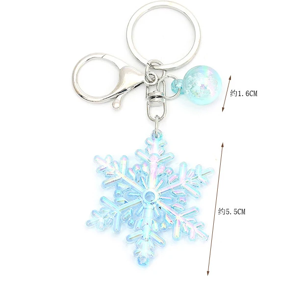 Colorful Acrylic Snowflake Pendant Keychain Colorful Bubble Ball Keyring