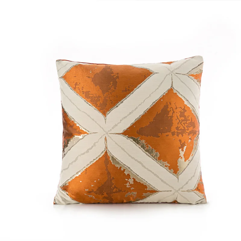 Light luxury orange jacquard pillow model home furnishing museum living room sofa cushion waist pillowcase custom