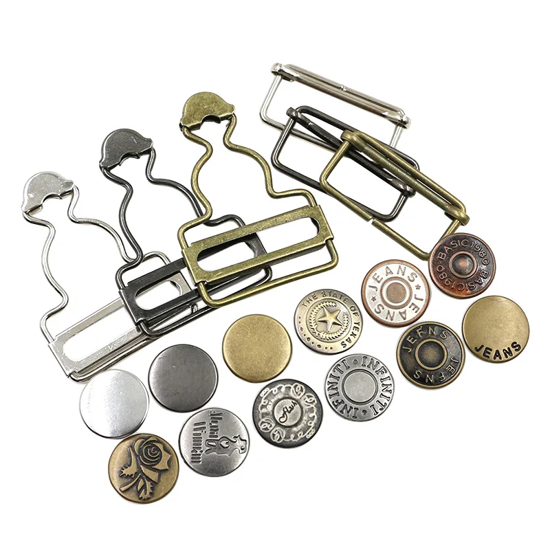 Custom Adjustable Buckle Clips Metal Suspender Jeans Button Buckle