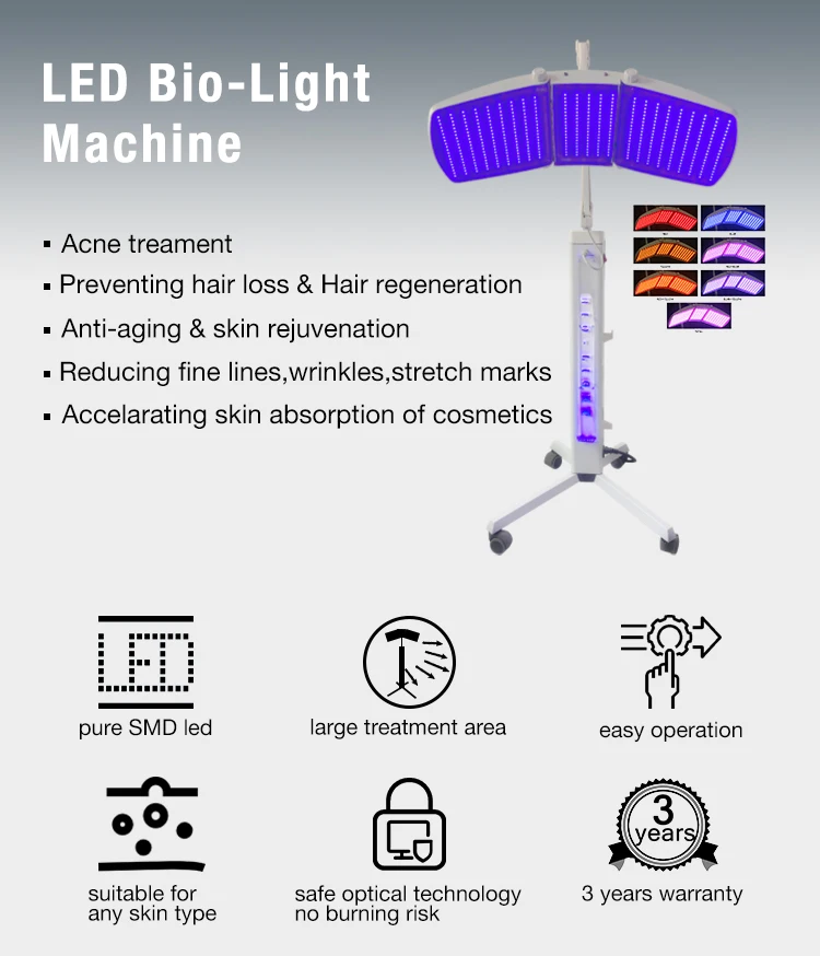 SVATAR photo dynamic therapy pdt bio light hair grow PDT led light 7 colors skin therapy acne treatment for beauty machine