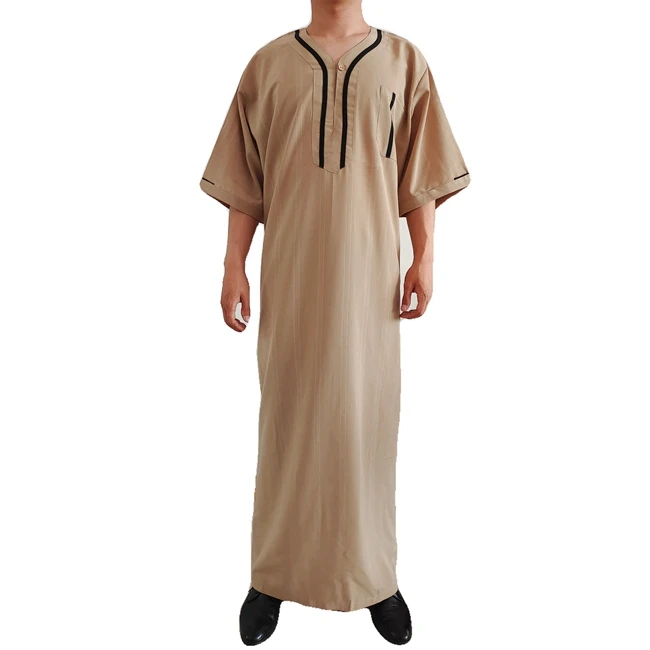 
2021 Fashion New Muslim Clothing Arab Moroccan Half Sleeve Robe 