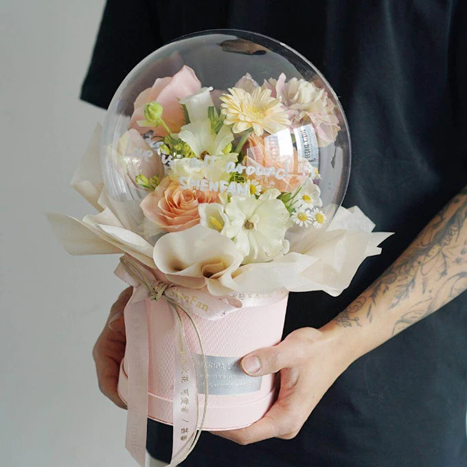 Wholesale christmas wedding party festival celebrations decorations led luminous balloon rose bouquet leds light with flower