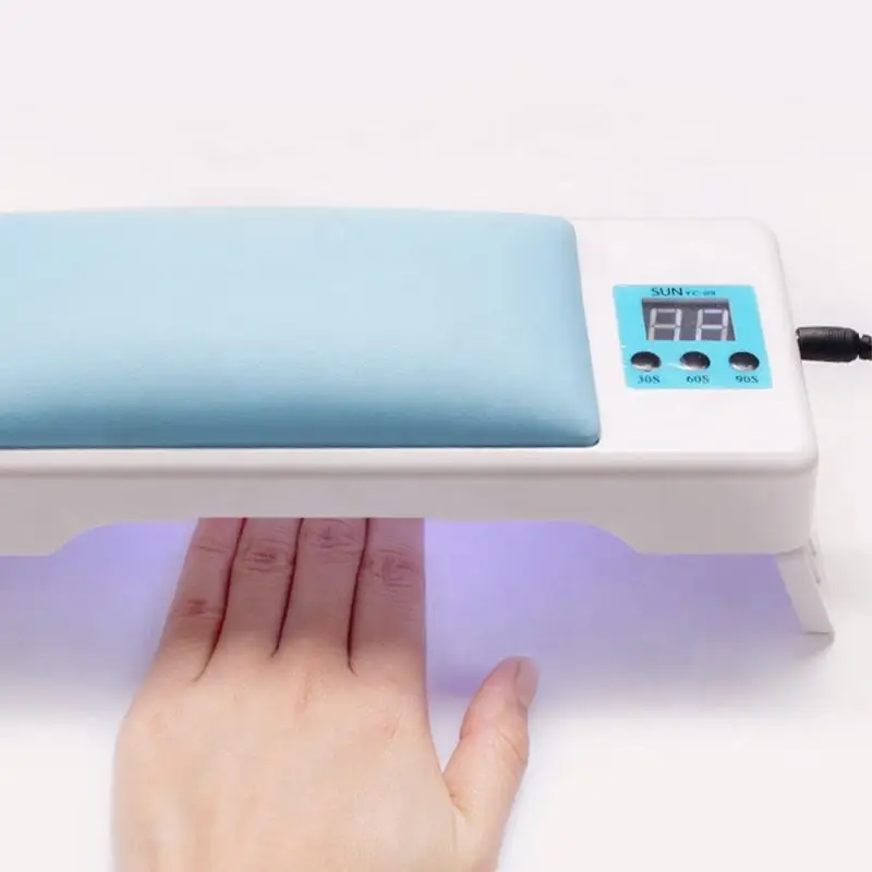 72w New Arrival Nail Arm Rest Hand Cushion Pillow Dryer Machine Custom Blue Double Hand Nail Lamp