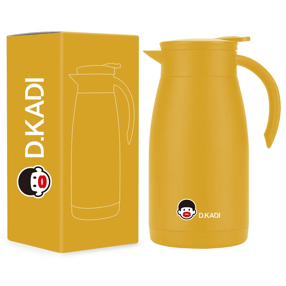 304 Stainless Steel Double-Walled Thermal Coffee Carafe Kettle with Lid for Hot Cold Beverages & Tea Dark Coffee Vacuum Bottle