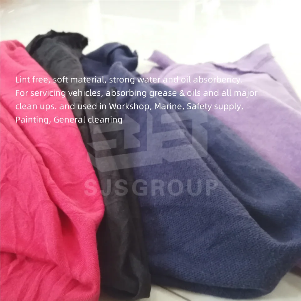 Cut Reused Fabric Recycling Textile Waste Rags T-shirt Cotton Coloured Soft Knits for Industrial Cleaning