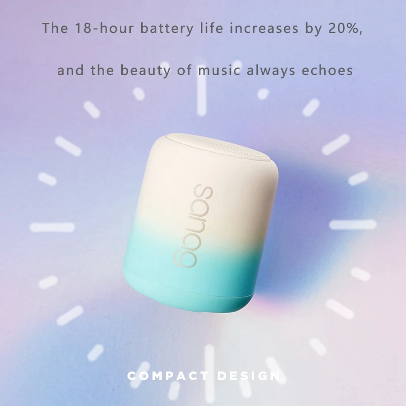 Custom Macaron Gradient Color 3D Stereo Surround Sound Audio BT Wireless Alto falante Mini Portable smart TWS Speaker Sanag