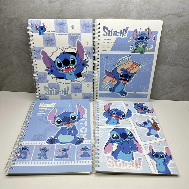Kawaii Blue Stitch Notebook Student Coloring Page Notebook A5  Coil Waterproof Cover Diary Notebook Campus Book